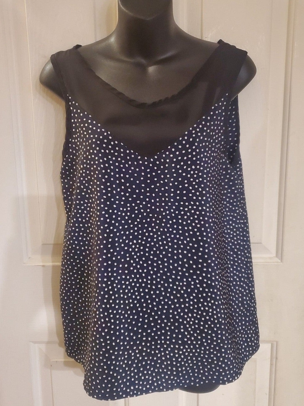 Blue Rain Navy and Black Polka Dot Blouse